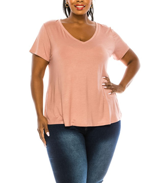 BAMBOO V NECK TOP, Various Colors, FABINA (Plus Size only)