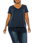 BAMBOO V NECK TOP, Various Colors, FABINA (Plus Size only)