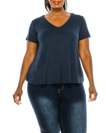 BAMBOO V NECK TOP, Various Colors, FABINA (Plus Size only)