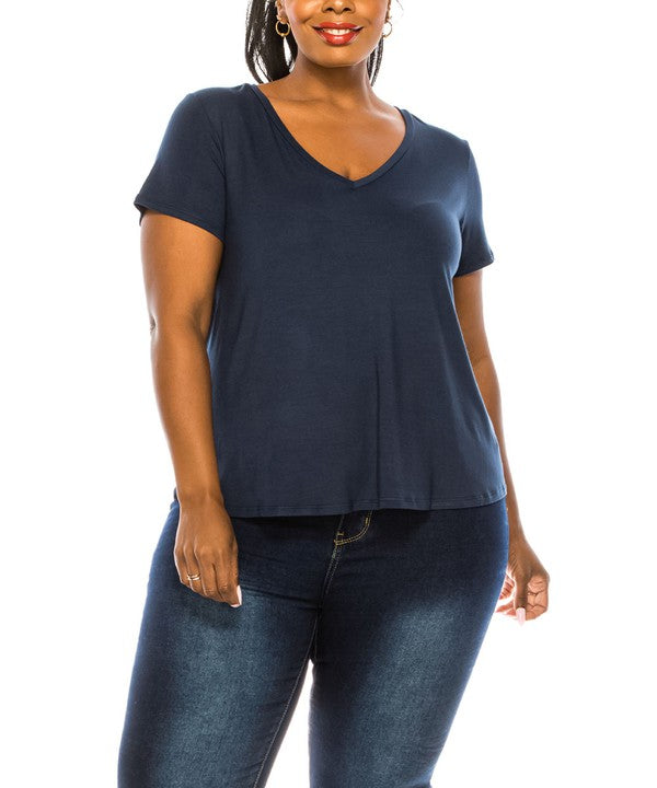 BAMBOO V NECK TOP, Various Colors, FABINA (Plus Size only)