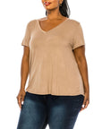 BAMBOO V NECK TOP, Various Colors, FABINA (Plus Size only)