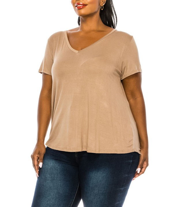 BAMBOO V NECK TOP, Various Colors, FABINA (Plus Size only)