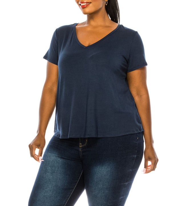 BAMBOO V NECK TOP, Various Colors, FABINA (Plus Size only)