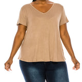 BAMBOO V NECK TOP, Various Colors, FABINA (Plus Size only)
