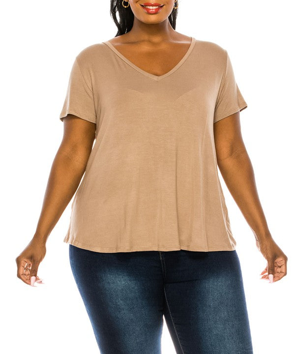 BAMBOO V NECK TOP, Various Colors, FABINA (Plus Size only)