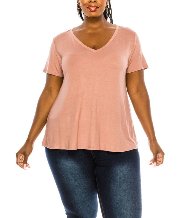 BAMBOO V NECK TOP, Various Colors, FABINA (Plus Size only)