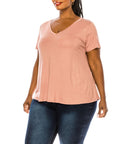 BAMBOO V NECK TOP, Various Colors, FABINA (Plus Size only)