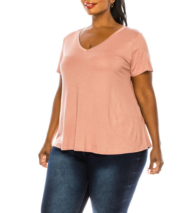 BAMBOO V NECK TOP, Various Colors, FABINA (Plus Size only)