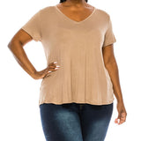 BAMBOO V NECK TOP, Various Colors, FABINA (Plus Size only)