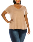 BAMBOO V NECK TOP, Various Colors, FABINA (Plus Size only)