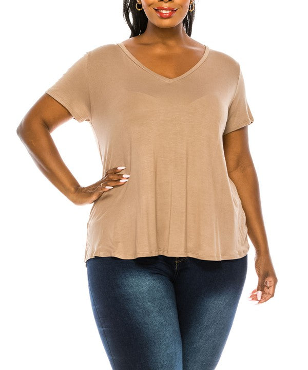 BAMBOO V NECK TOP, Various Colors, FABINA (Plus Size only)