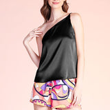 Shiny Hammered Satin One Shoulder Top, Tyche