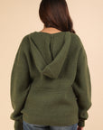 VERY J Seam Detail Drop Shoulder Hooded Sweater