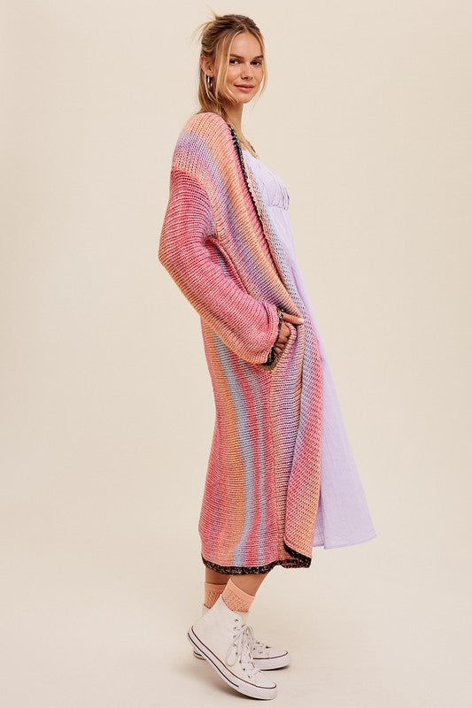 MultiColor Gradation Knit Open Cardigan (Various colors), Listicle