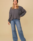 Thermal High Low V-Neck Oversized Top (Various Colors), Timing