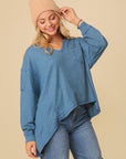 Thermal High Low V-Neck Oversized Top (Various Colors), Timing