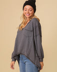 Thermal High Low V-Neck Oversized Top (Various Colors), Timing