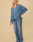 Thermal High Low V-Neck Oversized Top (Various Colors), Timing