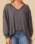 Thermal High Low V-Neck Oversized Top (Various Colors), Timing