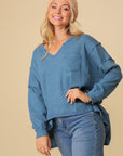 Thermal High Low V-Neck Oversized Top (Various Colors), Timing