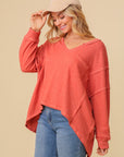 Thermal High Low V-Neck Oversized Top (Various Colors), Timing