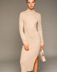 LONG SLEEVE MOCK NECK MIDI DRESS, Le Lis