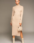 LONG SLEEVE MOCK NECK MIDI DRESS, Le Lis