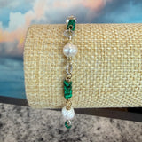 Malachite and Pearl Bracelet, Zhanna Jewelry