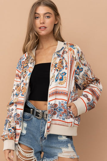 Reversible Satin Paisley Bomber Jacket, Blue B