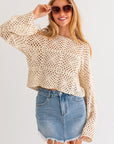 LONG SLEEVE CROCHET TOP (Various Colors), Le Lis