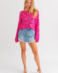 LONG SLEEVE CROCHET TOP (Various Colors), Le Lis