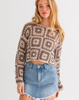 LONG SLEEVE CROCHET TOP (Various Colors), Le Lis