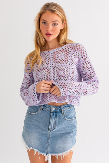 LONG SLEEVE CROCHET TOP (Various Colors), Le Lis