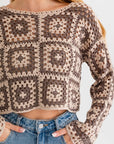 LONG SLEEVE CROCHET TOP (Various Colors), Le Lis