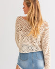 LONG SLEEVE CROCHET TOP (Various Colors), Le Lis