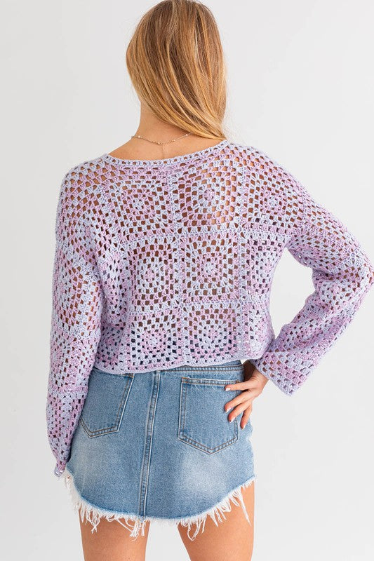 LONG SLEEVE CROCHET TOP (Various Colors), Le Lis