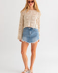 LONG SLEEVE CROCHET TOP (Various Colors), Le Lis