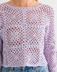 LONG SLEEVE CROCHET TOP (Various Colors), Le Lis