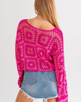 LONG SLEEVE CROCHET TOP (Various Colors), Le Lis