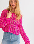 LONG SLEEVE CROCHET TOP (Various Colors), Le Lis