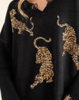 Frayed Edge Sequin Tiger Sweater (Various Colors), Blue B