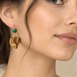 Malachite and Gold Leaf Earring, Zhanna Jewelry