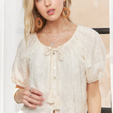 ADORA LA - SHORT SLEEVE TOP WITH SCALLOPED TRIM