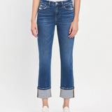 Vervet by Flying Monkey - High Rise Cuff Slim Straight Jeans