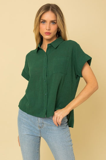 Short Sleeve Button Down Blouse, Gilli