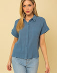 Short Sleeve Button Down Blouse, Gilli