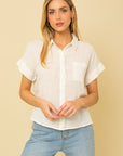 Short Sleeve Button Down Blouse, Gilli