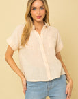 Short Sleeve Button Down Blouse, Gilli