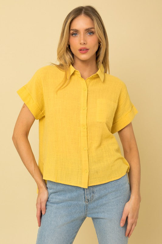 Short Sleeve Button Down Blouse, Gilli