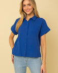 Short Sleeve Button Down Blouse, Gilli